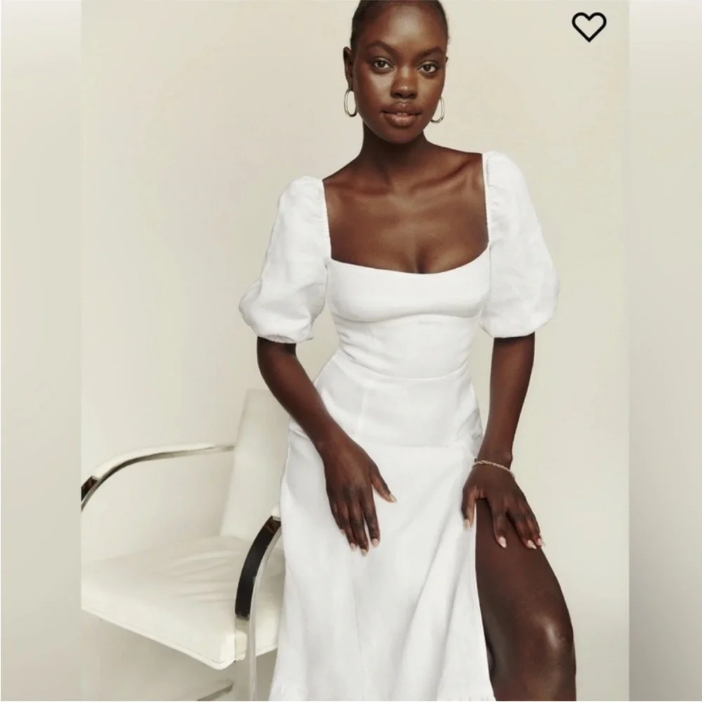 Reformation Belgium Linen Dress in White - Picture 7 of 14